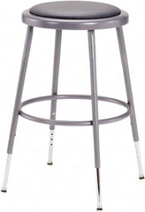 NPS - 18 Inch High, Stationary Adjustable Height Stool - 16 Inch Deep x 16 Inch Wide, Vinyl Seat, Grey - Strong Tooling