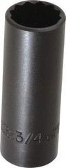 Proto - 3/4", 3/8" Drive, Deep Hand Socket - 12 Points, 2-3/4" OAL, Alloy Steel, Black Finish - Strong Tooling