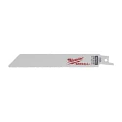 Milwaukee Tool - 6" Long, High Speed Steel Reciprocating Saw Blade - Straight Profile, 18 TPI, Toothed Edge, Tang Shank - Strong Tooling