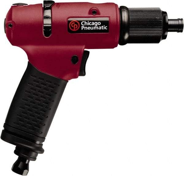 Chicago Pneumatic - 1/4" Bit Holder, 1,700 RPM, Pistol Grip Handle Air Screwdriver - 3/4 to 4.2 Ft/Lb Torque, 1/4" Inlet, 5.25 CFM - Strong Tooling