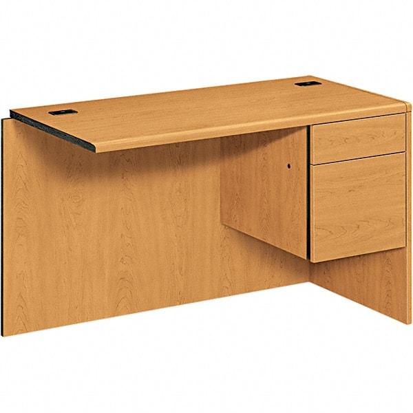 Hon - High-Pressure Laminate Workstation Desk with Center Drawer - 48" Wide x 24" Deep x 29-1/2" High, Harvest - Strong Tooling