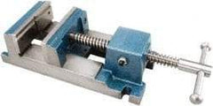 Gibraltar - 6" Jaw Opening Capacity x 2" Throat Depth, Drill Press Vise - 6" Wide Jaw, Stationary Base, Rapid Acting, 16-1/2" OAL x 3" Overall Height, Cast Iron - Strong Tooling