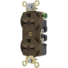 Hubbell Wiring Device-Kellems - 250 VAC 15A NEMA 6-15R Industrial Grade Brown Straight Blade Duplex Receptacle - Strong Tooling