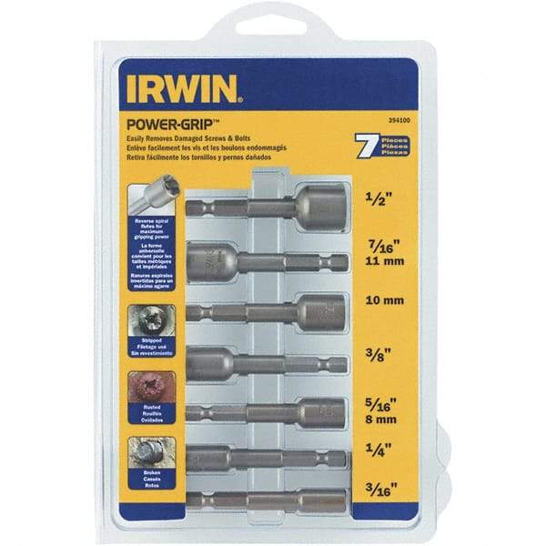 Irwin - 7 Piece Screw & Nut Extractor Set - 1/2 to 3/16 Size Range - Strong Tooling