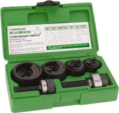 Greenlee - 11 Piece, 1" Punch Hole Diam, Manual Knockout Set - Round Punch, 10 Gage Mild Steel - Strong Tooling