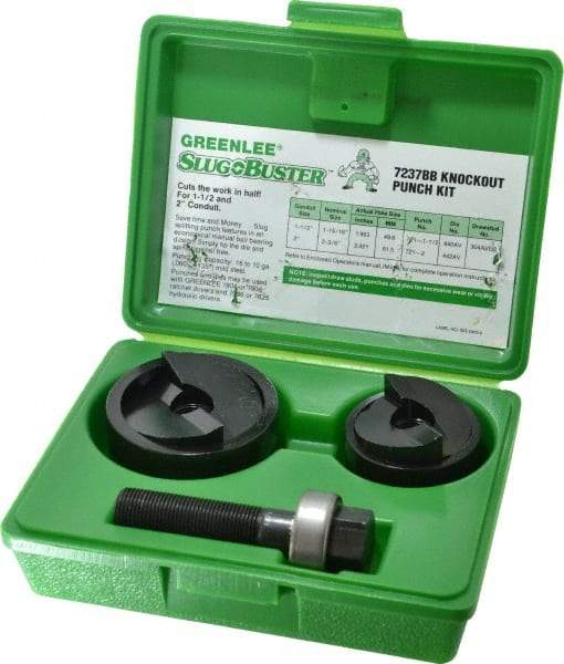 Greenlee - 6 Piece, 2" Punch Hole Diam, Manual Knockout Set - Round Punch, 10 Gage Mild Steel - Strong Tooling