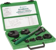 Greenlee - 16 Piece, 2" Punch Hole Diam, Manual Knockout Set - Round Punch, 10 Gage Mild Steel - Strong Tooling