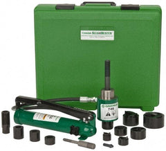 Greenlee - 17 Piece, 2" Punch Hole Diam, Hydraulic Knockout Set - Round Punch, 10 Gage Mild Steel - Strong Tooling