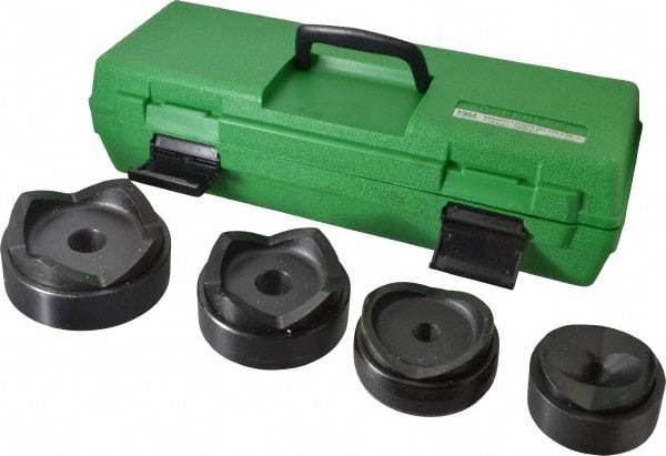 Greenlee - 9 Piece, 4" Punch Hole Diam, Hydraulic Standard Punch Kit - Round Punch, 10 Gage Mild Steel - Strong Tooling