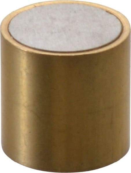 Eclipse - 1/2" Diam x 1/2" High, 0.23 Lb Average & 0.45 Lb Max Pull Force, Brass Alnico Shielded Magnet - 798.8°F Max Operating Temp, 0.032" Wall Thickness, Grade 5 Alnico - Strong Tooling