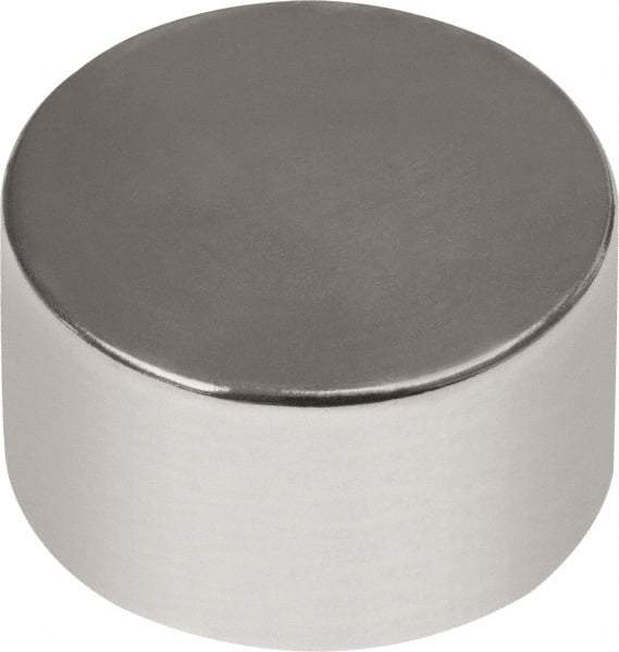 Mag-Mate - 3/4" Diam x 1/2" High Neodymium Rare Earth Magnet - 22 Lb Max Capacity, 180°F Max, Nickel Plated - Strong Tooling