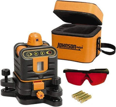 Johnson Level & Tool - 800' (Exterior) Measuring Range, 1/4" at 100' Accuracy, Manual-Leveling Rotary Laser - 150 to 300 RPM, 2 Beams, AA Battery Included - Strong Tooling