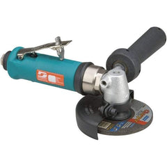 Dynabrade - 4" Wheel Diam, 13,500 RPM, Pneumatic Angle & Disc Grinder - 3/8-24 Spindle, 40 CFM, Rear Exhaust - Strong Tooling