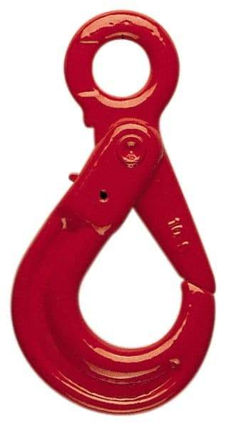 Pewag - 12,000 Lb Capacity, Chain Grade 80, Alloy Steel Eye Hook - 7-9/16" Reach, 1-49/64" Eye ID, 1/2" Chain Diam, Dacromet - Strong Tooling