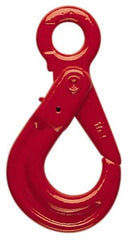 Pewag - 4,500 Lb Capacity, Chain Grade 80, Alloy Steel Eye Hook - 4-31/32" Reach, 23/64" Eye ID, 9/32" Chain Diam, Dacromet - Strong Tooling