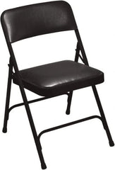 NPS - 18-3/4" Wide x 20-1/4" Deep x 29-1/2" High, Vinyl Folding Chair with Vinyl Padded Seat - Caviar Black - Strong Tooling