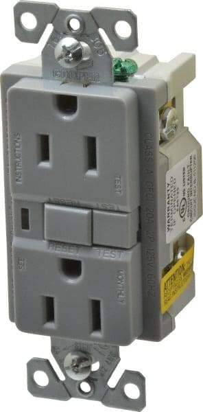 Cooper Wiring Devices - 1 Phase, 5-15R NEMA, 125 VAC, 15 Amp, Self Grounding, GFCI Receptacle - 2 Pole, Back and Side Wiring, Tamper Resistant, Specification Grade - Strong Tooling