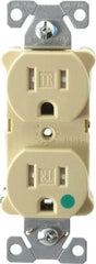 Cooper Wiring Devices - 125 VAC, 15 Amp, 5-15R NEMA Configuration, Ivory, Hospital Grade, Self Grounding Duplex Receptacle - 1 Phase, 2 Poles, 3 Wire, Flush Mount, Tamper Resistant - Strong Tooling