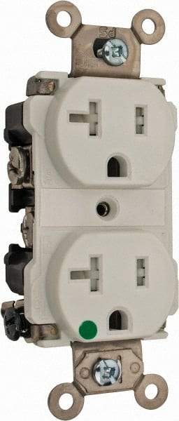 Cooper Wiring Devices - 125 VAC, 20 Amp, 5-20R NEMA Configuration, White, Hospital Grade, Self Grounding Duplex Receptacle - 1 Phase, 2 Poles, 3 Wire, Flush Mount, Chemical, Impact and Tamper Resistant - Strong Tooling