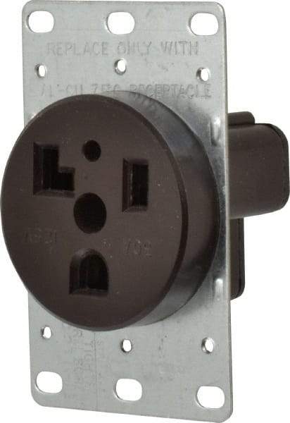 Cooper Wiring Devices - 125 VAC, 30 Amp, 5-30R NEMA Configuration, Black, Specification Grade, Self Grounding Single Receptacle - 1 Phase, 2 Poles, 3 Wire, Flush Mount, Corrosion Resistant - Strong Tooling