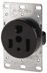 Cooper Wiring Devices - 125 VAC, 50 Amp, 5-50R NEMA Configuration, Black, Specification Grade, Self Grounding Single Receptacle - 1 Phase, 2 Poles, 3 Wire, Flush Mount, Corrosion Resistant - Strong Tooling