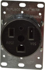 Cooper Wiring Devices - 250 VAC, 50 Amp, 6-50R NEMA Configuration, Black, Specification Grade, Self Grounding Single Receptacle - 1 Phase, 2 Poles, 3 Wire, Flush Mount, Corrosion Resistant - Strong Tooling