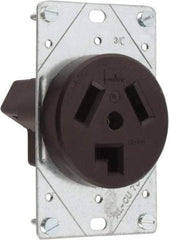 Cooper Wiring Devices - 125/250 VAC, 30 Amp, 10-30R NEMA Configuration, Brown, Specification Grade, Ungrounded Single Receptacle - 1 Phase, 3 Poles, 3 Wire, Flush Mount, Corrosion Resistant - Strong Tooling