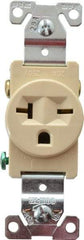 Cooper Wiring Devices - 250 VAC, 20 Amp, 6-20R NEMA Configuration, Ivory, Industrial Grade, Self Grounding Single Receptacle - 1 Phase, 2 Poles, 3 Wire, Flush Mount, Chemical, Heat and Impact Resistant - Strong Tooling