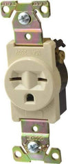 Cooper Wiring Devices - 250 VAC, 15 Amp, 6-15R NEMA Configuration, Ivory, Industrial Grade, Self Grounding Single Receptacle - 1 Phase, 2 Poles, 3 Wire, Flush Mount, Chemical, Heat and Impact Resistant - Strong Tooling