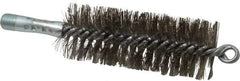 Schaefer Brush - 4-1/2" Brush Length, 1-3/4" Diam, Double Stem, Double Spiral Tube Brush - 7-1/4" Long, Stainless Steel, 1/4" NPSM Male Connection - Strong Tooling