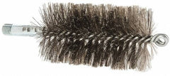 Schaefer Brush - 4-1/2" Brush Length, 2-1/2" Diam, Double Stem, Double Spiral Tube Brush - 7-1/4" Long, Stainless Steel, 1/4" NPSM Male Connection - Strong Tooling