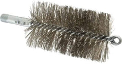 Schaefer Brush - 4-1/2" Brush Length, 2-3/4" Diam, Double Stem, Double Spiral Tube Brush - 7-1/4" Long, Stainless Steel, 1/4" NPSM Male Connection - Strong Tooling