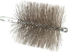 Schaefer Brush - 4-1/2" Brush Length, 4-1/2" Diam, Double Stem, Double Spiral Tube Brush - 7-1/4" Long, Stainless Steel, 1/4" NPSM Male Connection - Strong Tooling