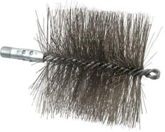 Schaefer Brush - 4-1/2" Brush Length, 5" Diam, Double Stem, Double Spiral Tube Brush - 7-1/4" Long, Stainless Steel, 1/4" NPSM Male Connection - Strong Tooling