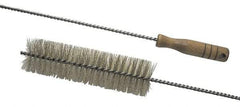 Schaefer Brush - 2-1/8" Diam, 7" Bristle Length, Boiler & Furnace Crimped Brass Brush - Standard Wood Handle, 48" OAL - Strong Tooling