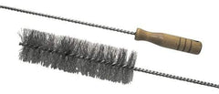 Schaefer Brush - 2-1/8" Diam, 7" Bristle Length, Boiler & Furnace Stainless Steel Brush - Standard Wood Handle, 48" OAL - Strong Tooling