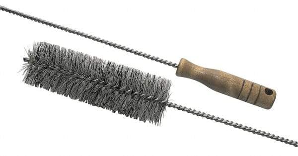 Schaefer Brush - 2" Diam, 6" Bristle Length, Boiler & Furnace Fiber Brush - Standard Wood Handle, 42" OAL - Strong Tooling