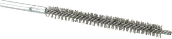 Schaefer Brush - 3" Brush Length, 5/16" Diam, Double Stem, Double Spiral Tube Brush - 4-3/4" Long, Stainless Steel, 8-32 Female Connection - Strong Tooling