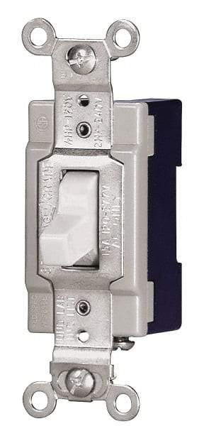 Cooper Wiring Devices - 3 Pole, 120 to 277 VAC, 15 Amp, Industrial Grade, Toggle, Wall and Dimmer Light Switch - 1.31 Inch Wide x 3.28 Inch High - Strong Tooling