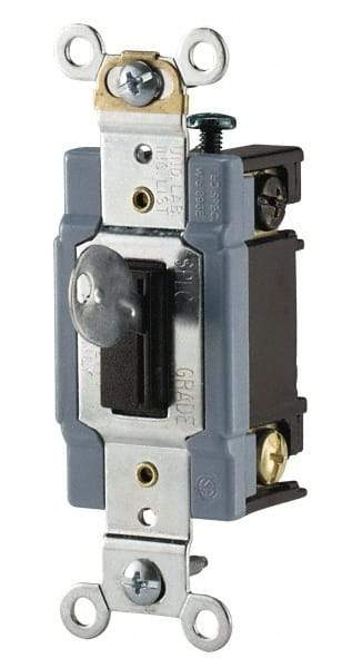 Cooper Wiring Devices - 3 Pole, 120 to 277 VAC, 15 Amp, Industrial Grade, Toggle, Wall and Dimmer Light Switch - 1.31 Inch Wide x 3.28 Inch High - Strong Tooling