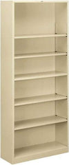 Hon - 6 Shelf, 81-1/8" High x 34-1/2" Wide Bookcase - 12-5/8" Deep, Steel, Putty - Strong Tooling