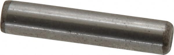 Made in USA - 1/4" Diam x 1-1/4" Pin Length Grade 8 Alloy Steel Standard Dowel Pin - Bright Finish, C 47-58 & C 60 (Surface) Hardness, 14,720 Lb (Double Shear), 7,360 Lb (Single Shear) Breaking Strength, 1 Beveled & 1 Rounded End - Strong Tooling