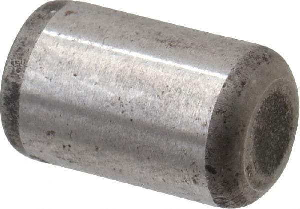 Made in USA - 5/16" Diam x 1/2" Pin Length Grade 8 Alloy Steel Standard Dowel Pin - Bright Finish, C 47-58 & C 60 (Surface) Hardness, 11,500 Lb (Single Shear), 23,000 Lb (Double Shear) Breaking Strength, 1 Beveled & 1 Rounded End - Strong Tooling