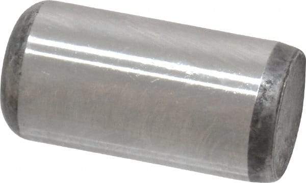 Made in USA - 3/8" Diam x 3/4" Pin Length Grade 8 Alloy Steel Standard Dowel Pin - Bright Finish, C 47-58 & C 60 (Surface) Hardness, 16,550 Lb (Single Shear), 33,100 Lb (Double Shear) Breaking Strength, 1 Beveled & 1 Rounded End - Strong Tooling