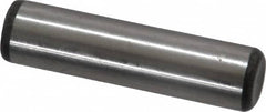 Made in USA - 3/8" Diam x 1-1/2" Pin Length Grade 8 Alloy Steel Standard Dowel Pin - Bright Finish, C 47-58 & C 60 (Surface) Hardness, 16,550 Lb (Single Shear), 33,100 Lb (Double Shear) Breaking Strength, 1 Beveled & 1 Rounded End - Strong Tooling