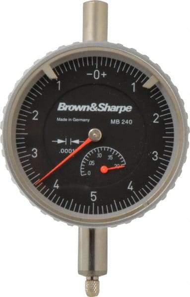 TESA Brown & Sharpe - 0.2" Range, 0-5-0 Dial Reading, 0.0001" Graduation Dial Drop Indicator - 2-1/4" Dial, 0.01" Range per Revolution, Revolution Counter - Strong Tooling