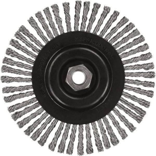 DeWALT - 6-1/2" OD, 5/8-11 Arbor Hole, Stringer Bead Stainless Steel Wheel Brush - 3/8" Face Width, 7/8" Trim Length, 0.02" Filament Diam, 9,000 RPM - Strong Tooling