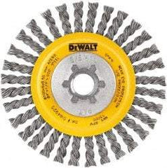 DeWALT - 5" OD, 5/8-11 Arbor Hole, Stringer Bead Steel Wheel Brush - 3/8" Face Width, 7/8" Trim Length, 0.02" Filament Diam, 12,000 RPM - Strong Tooling