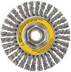 DeWALT - 6-1/2" OD, 5/8-11 Arbor Hole, Stringer Bead Stainless Steel Wheel Brush - 3/8" Face Width, 7/8" Trim Length, 0.02" Filament Diam, 9,000 RPM - Strong Tooling