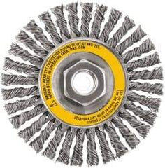 DeWALT - 5" OD, 5/8-11 Arbor Hole, Stringer Bead Steel Wheel Brush - 3/8" Face Width, 7/8" Trim Length, 0.02" Filament Diam, 12,000 RPM - Strong Tooling